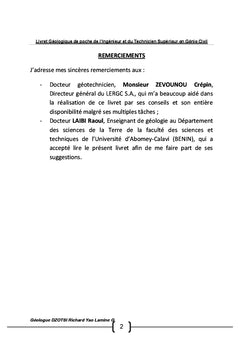 Livret géologique de l'ingénieur & technicien supérieur en génie civil