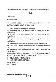 Livret géologique de l'ingénieur & technicien supérieur en génie civil