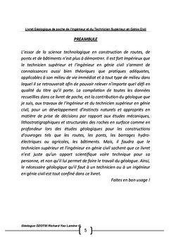 Livret géologique de l'ingénieur & technicien supérieur en génie civil