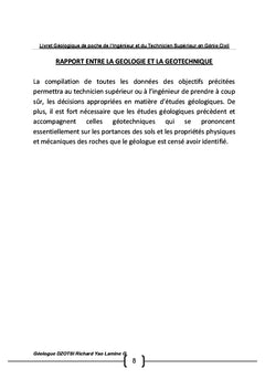 Livret géologique de l'ingénieur & technicien supérieur en génie civil