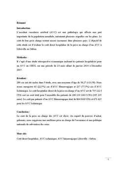 Evaluation du coût de la prise en charge d'un AVC au Gabon