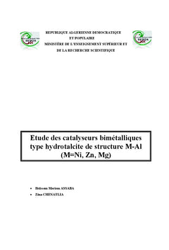 Etude des catalyseurs bimétalliques type hydrotalcite
