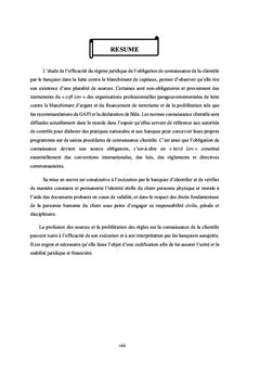 L'obligation de Connaissance de la Clientele par le Banquier