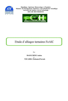 Etude d'alliages ternaires FeAlC