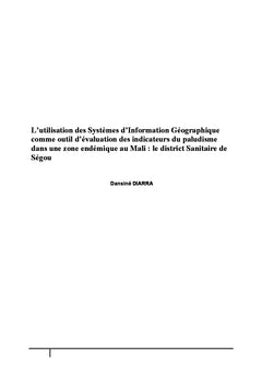 Les SIG comme outil d'évaluation des indicateurs du paludisme au Mali