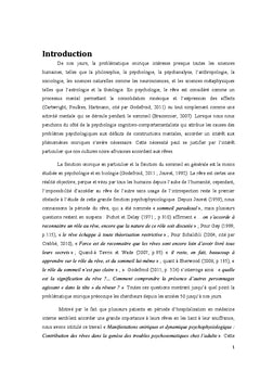 Manifestations oniriques et dynamique psychophysiologique