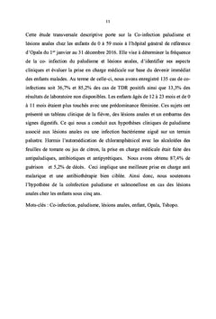Co-infection paludisme et lésions anales chez les enfants sous 5 ans