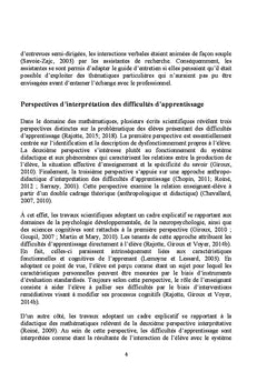 L'interprétation des difficultés d'apprentissage en mathématiques