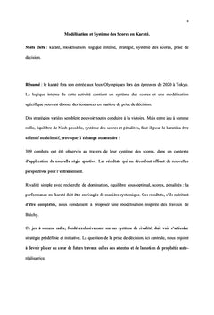 Modélisation et système des scores en karaté