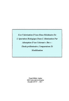 Eco-valorisation d'une boue residuaire de l'epuration biologique