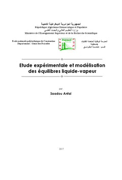 Etude experimentale et modelisation des equilibres liquide- vapeur