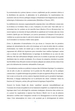 Management d'externalisation de la logistique de distribution