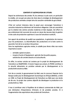 Developpement de l'aviculture moderne au Mali