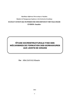 Étude de la formation des germaniures aux joints de grains