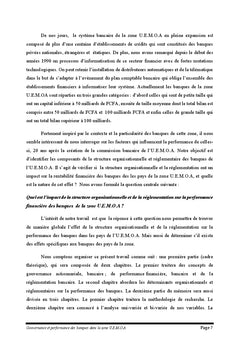 Gouvernance et performance des banques de la zone U.E.M.O.A
