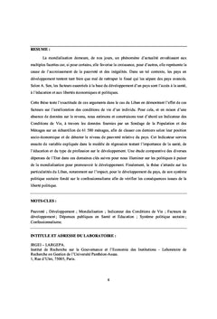 Pauvreté et Perspectives de Développement