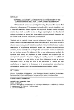 Pauvreté et Perspectives de Développement