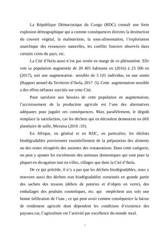 Gestion et valorisation des dechets menagers dans la Cite d'Ikela