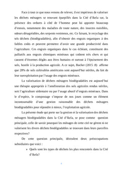 Gestion et valorisation des dechets menagers dans la Cite d'Ikela
