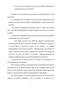 Gestion et valorisation des dechets menagers dans la Cite d'Ikela