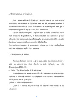 Gestion et valorisation des dechets menagers dans la Cite d'Ikela
