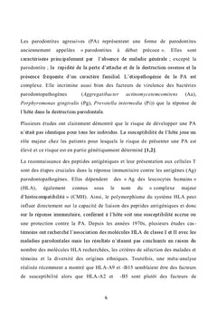Recherche de l'association HLA-B15 et -B5 et la parodontite agressive