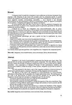 Integration d'un micro-transformateur