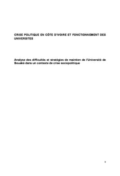 Crise politique en Côte d'Ivoire et fonctionnement des Universités