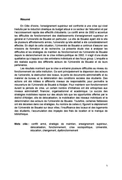 Crise politique en Côte d'Ivoire et fonctionnement des Universités