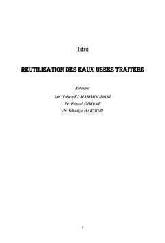 La Réutilisation des eaux usées traitées