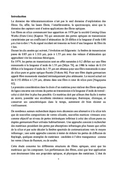 Les fibres optiques silice, fluorés,et sulfures