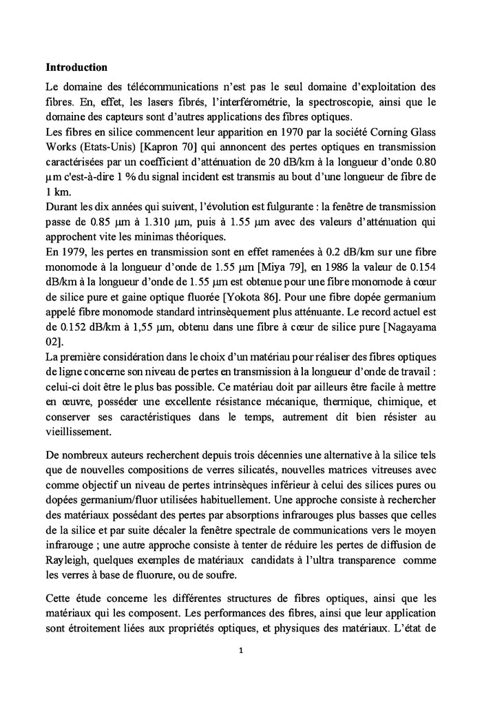 Les fibres optiques silice, fluorés,et sulfures