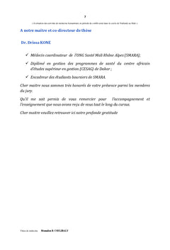 Evaluation des activites medecine humanitaire