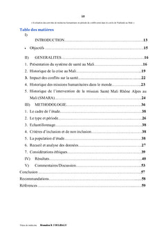 Evaluation des activites medecine humanitaire
