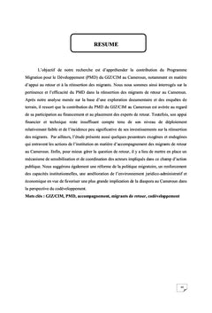 Partenaires internationaux et accompagnement des migrants de retour