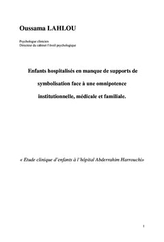 Enfants hospitalisés en manque de supports de symbolisation
