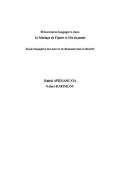 Mécanismes langagiers dans Le Mariage de Figaro et Fin de partie