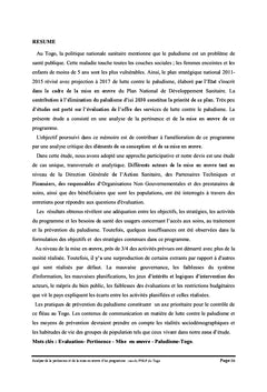 Analyse de la lutte contre le paludisme