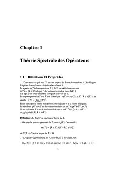 Quelques aspects de la theorie spectrale