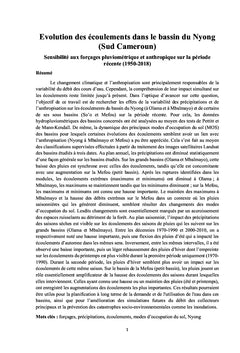 Evolution des écoulements dans le bassin du Nyong (Sud Cameroun)