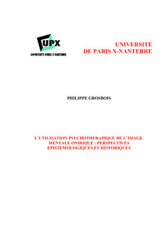 L'image mentale onirique en psychothérapie: épistémologie et histoire