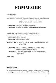 Le risque d'audit dans le fonctionnement des projets finances par FeD