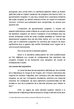Problématique d'expulsion des congolais de l'Angola et de Rép.CONGO