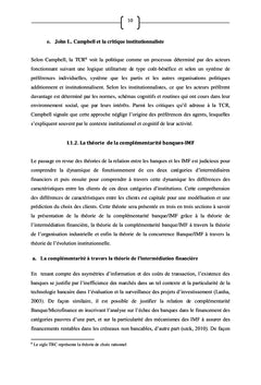 Déterminants de l'arbitrage entre une Banque et IMF
