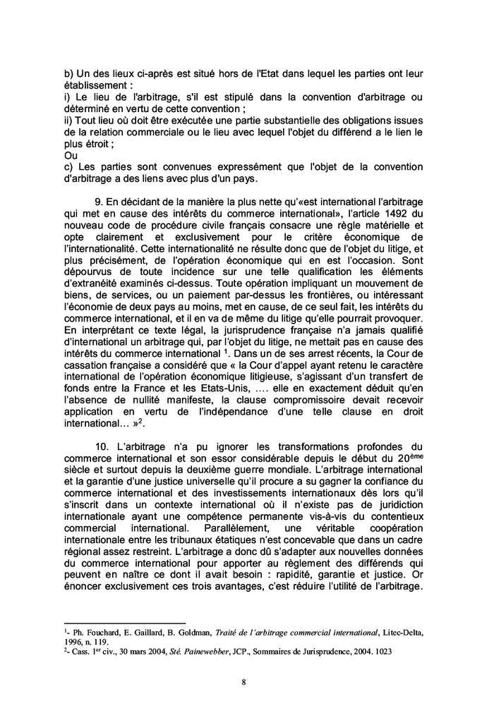 Principes fondamentaux de l'arbitrage commercial international