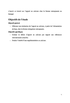 L'apport au quotidien de calcium chez la femme menopausee au Senegal