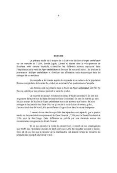 Analyse de la filière de Piper Umbellatum (Tshilombolombo) à Kinshasa
