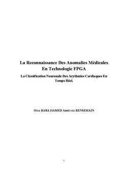 La reconnaissance des anomalies médicales en Technologie FPGA