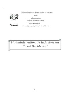 L'administration de la justice au Kasaï Occidental RDC