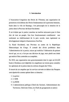 L'administration de la justice au Kasaï Occidental RDC